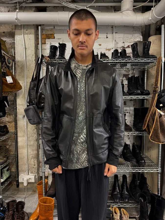 SS2011 Emporio Armani Black Leather Jacket MvKORzq 1