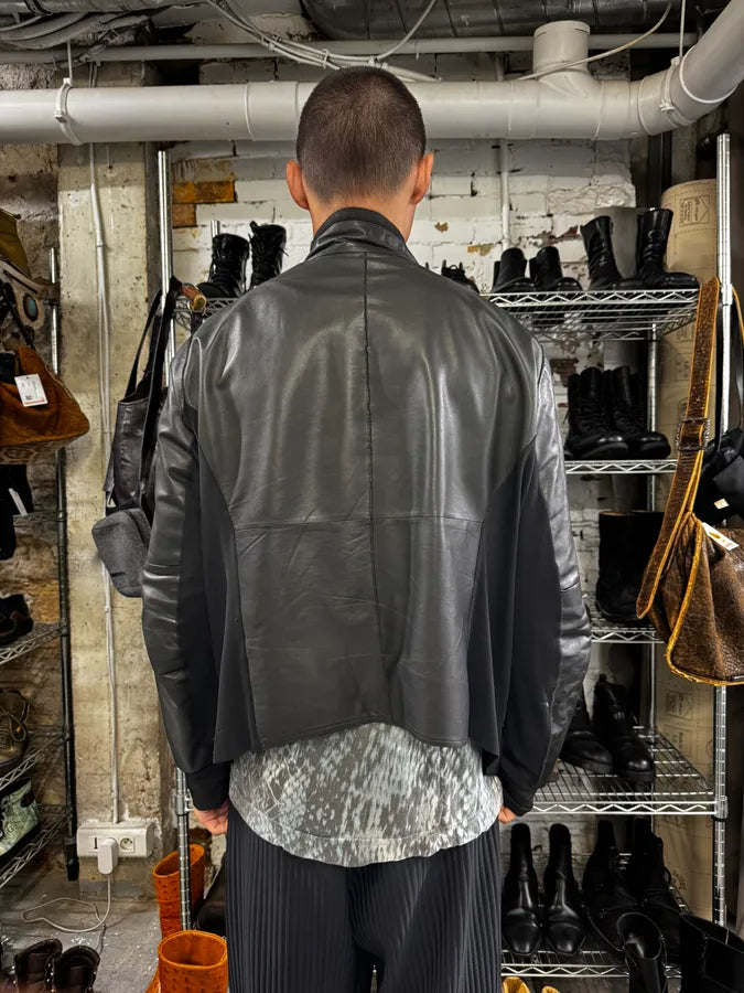SS2011 Emporio Armani Black Leather Jacket MvKORzq 2