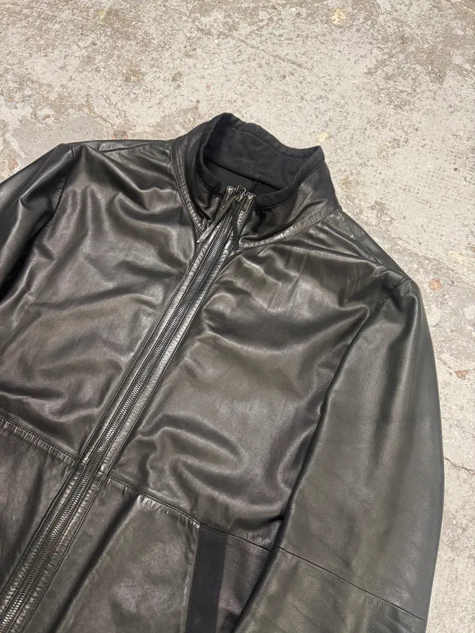 SS2011 Emporio Armani Black Leather Jacket MvKORzq 4