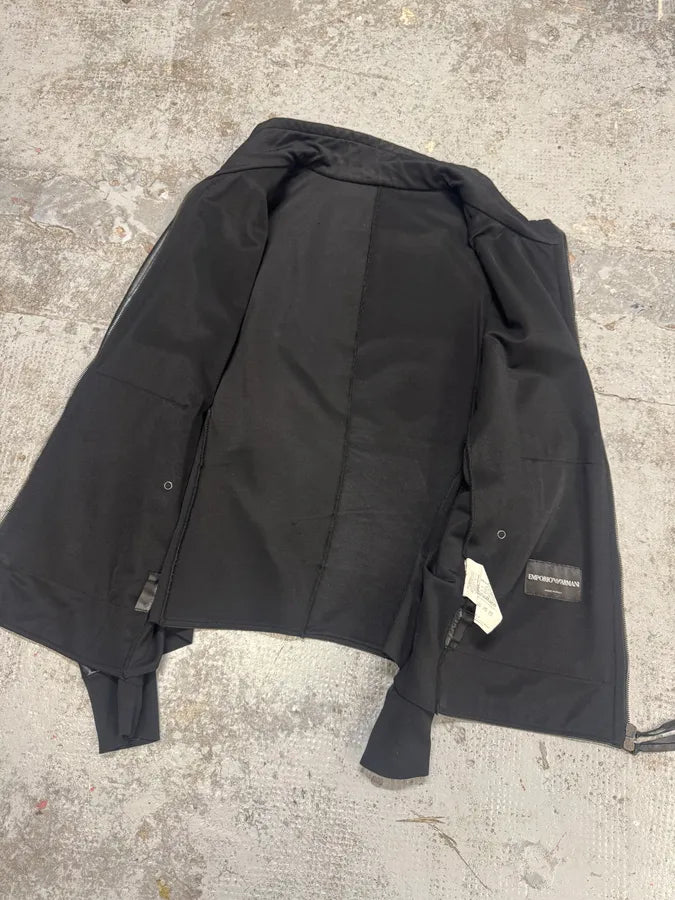 SS2011 Emporio Armani Black Leather Jacket MvKORzq 5