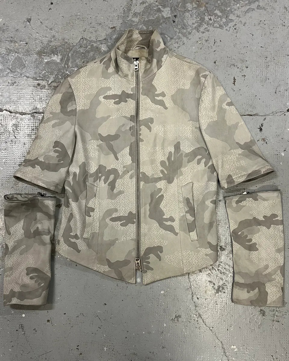 SS2011 Emporio Armani Grey Camo Leather Jacket (M) CsNWdyQ 0