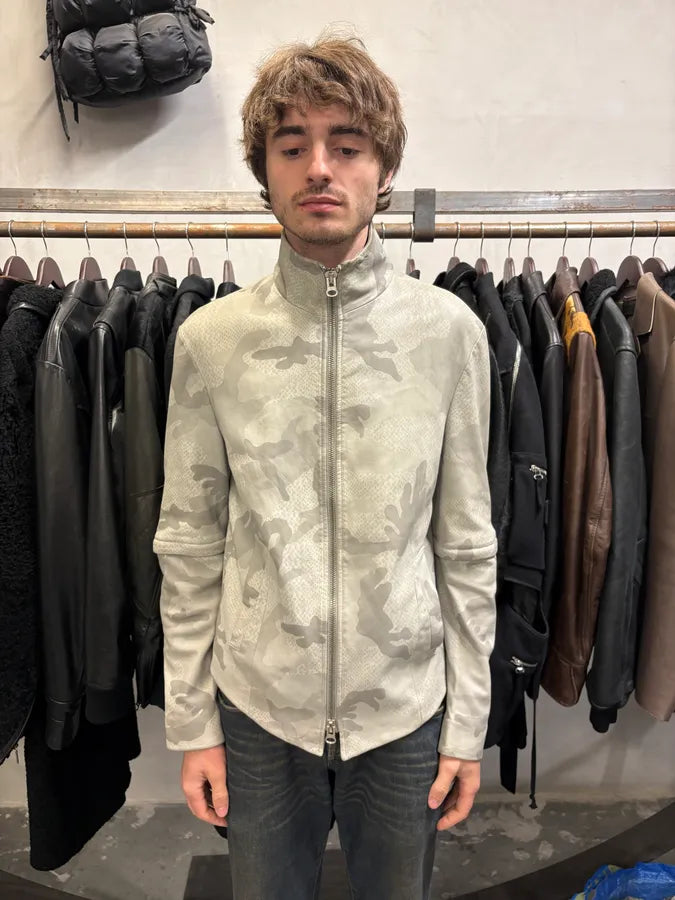SS2011 Emporio Armani Grey Camo Leather Jacket (M) CsNWdyQ 1