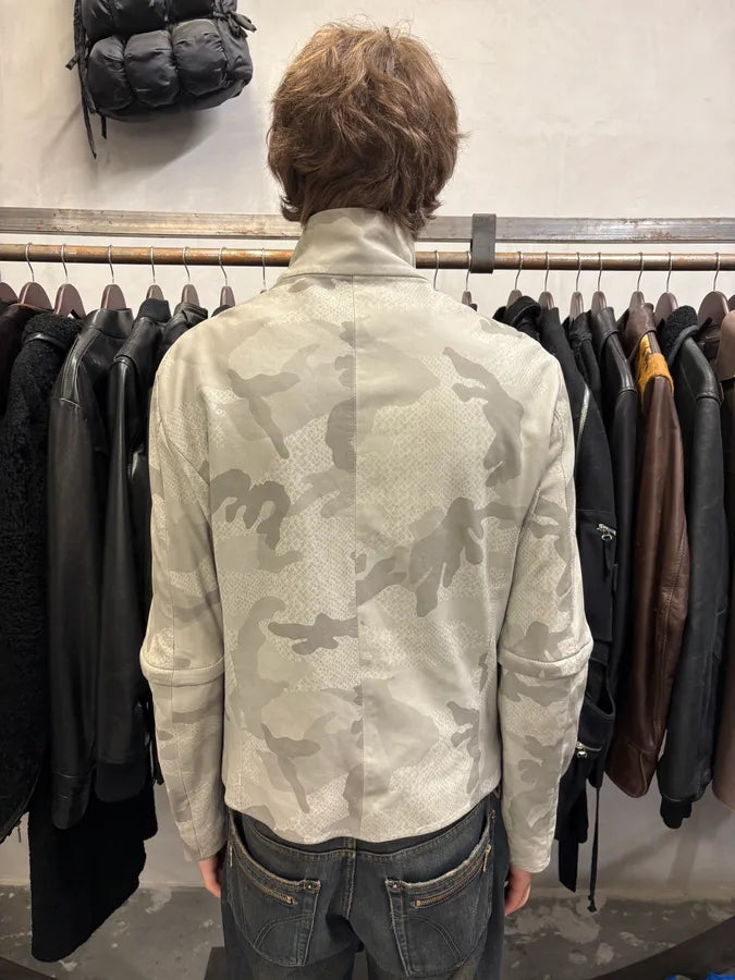 SS2011 Emporio Armani Grey Camo Leather Jacket (M) CsNWdyQ 2