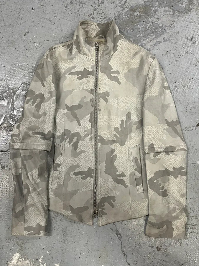 SS2011 Emporio Armani Grey Camo Leather Jacket (M) CsNWdyQ 3