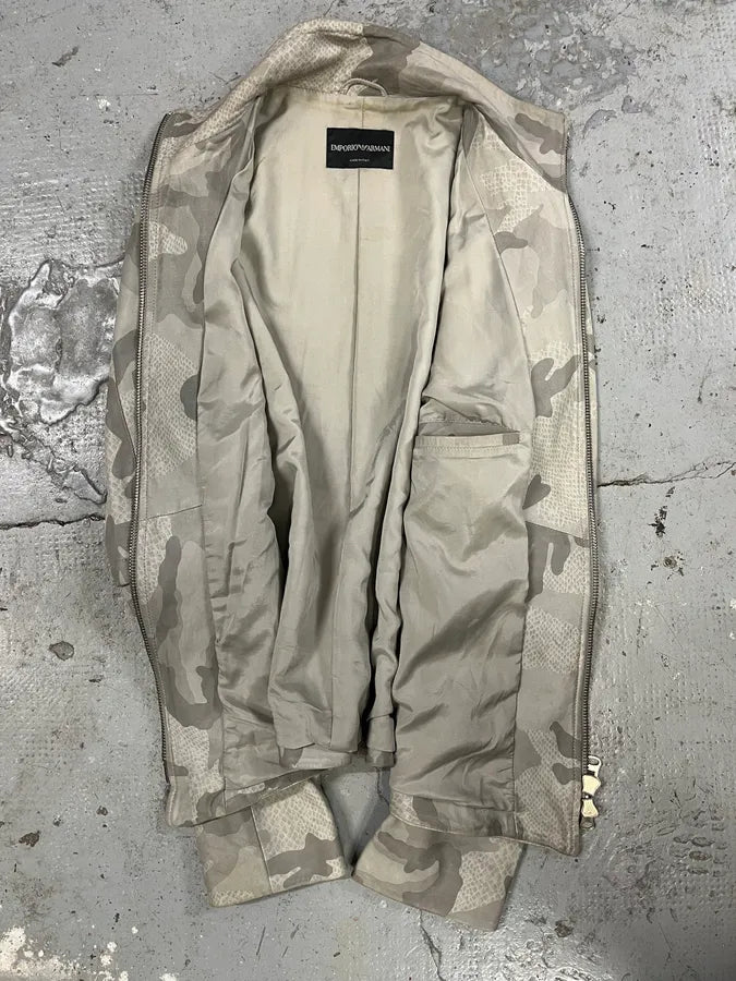SS2011 Emporio Armani Grey Camo Leather Jacket (M) CsNWdyQ 6