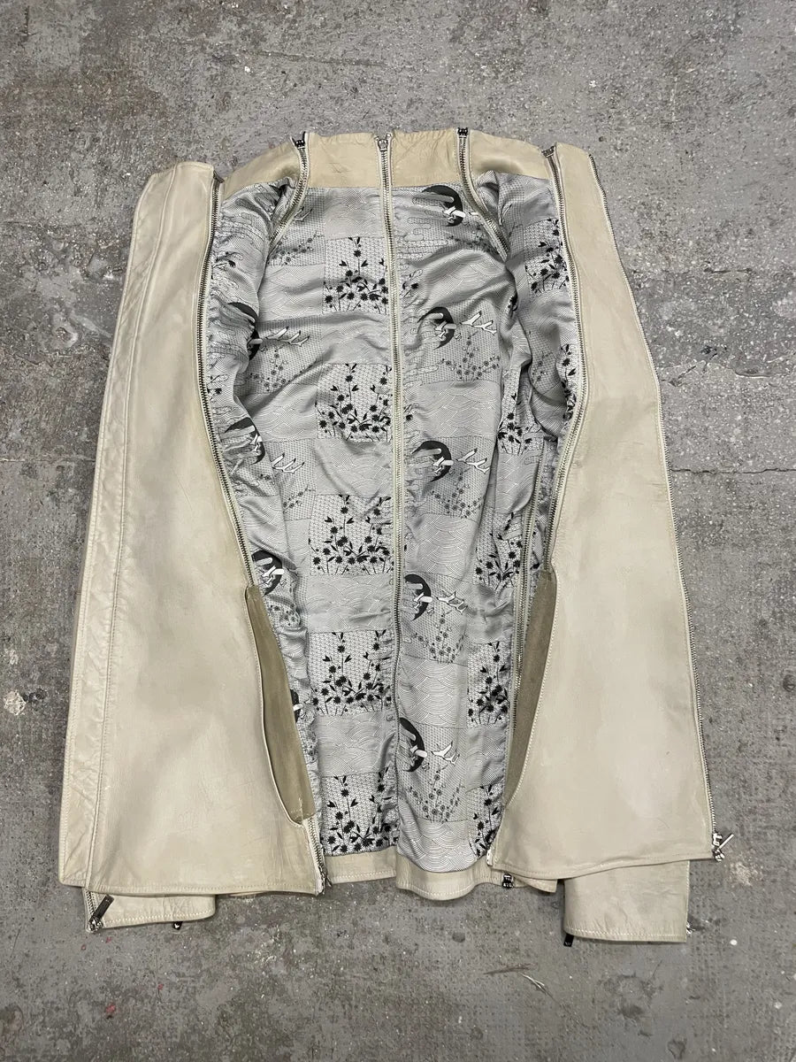 SS2011 Emporio Armani Multi Zips White Detachable Leather Jacket jEqtCcP 2