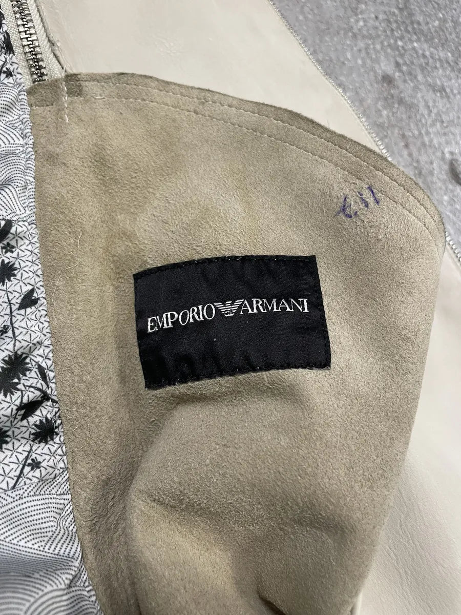 SS2011 Emporio Armani Multi Zips White Detachable Leather Jacket jEqtCcP 6