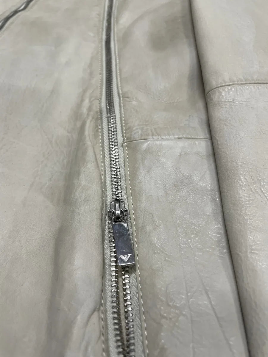SS2011 Emporio Armani Multi Zips White Detachable Leather Jacket jEqtCcP 8