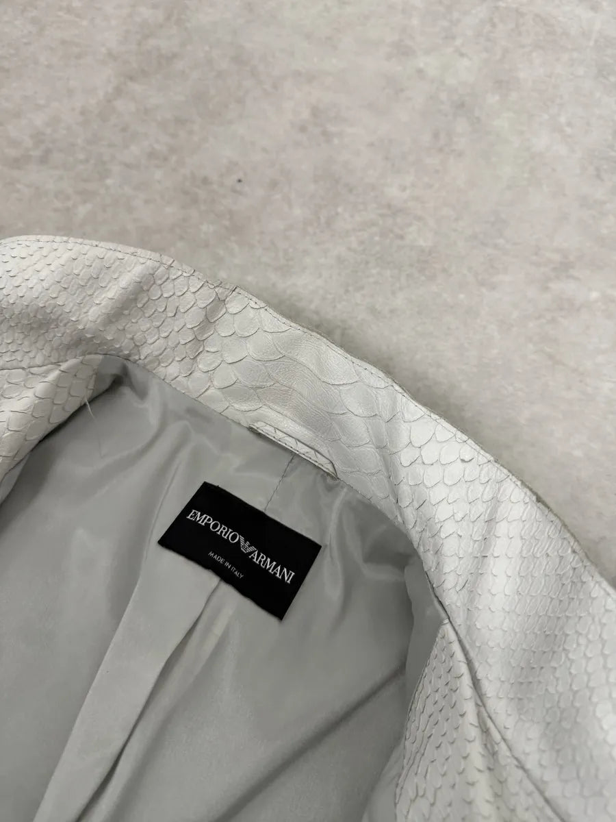 SS2011 Emporio Armani Python Embossed White Leather Jacket jKMFJXd 10