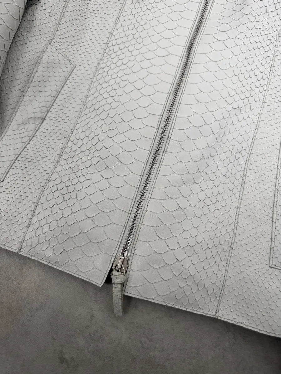 SS2011 Emporio Armani Python Embossed White Leather Jacket jKMFJXd 8