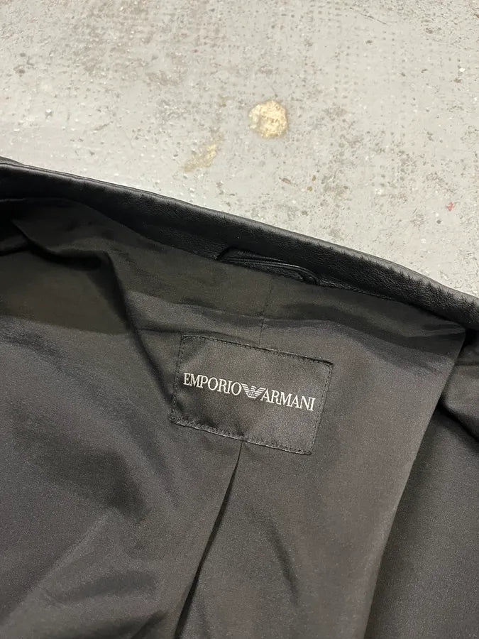 SS2011 Emporio Armani Structured Black Leather Multi Zip Jacket IoQUmxJ 9
