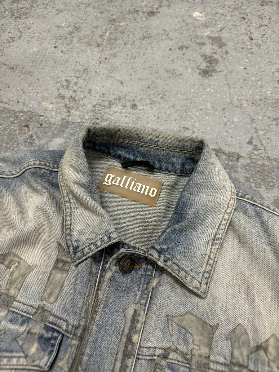 SS2011 Galliano Newspapers Aged Denim Jacket HZXPzYH 10