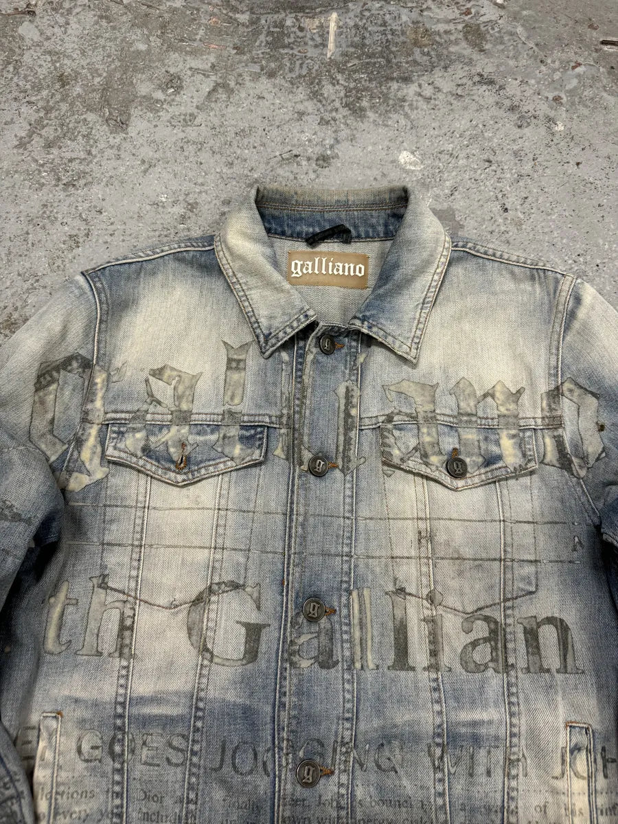 SS2011 Galliano Newspapers Aged Denim Jacket HZXPzYH 12