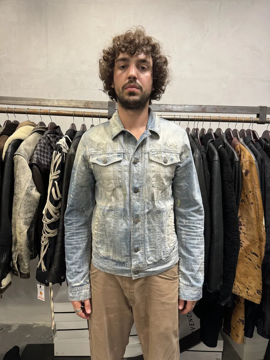 SS2011 Galliano Newspapers Aged Denim Jacket HZXPzYH 3