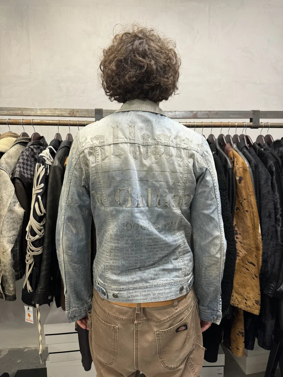 SS2011 Galliano Newspapers Aged Denim Jacket HZXPzYH 4