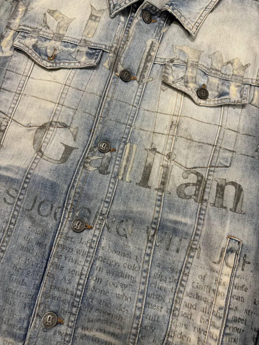 SS2011 Galliano Newspapers Aged Denim Jacket HZXPzYH 5