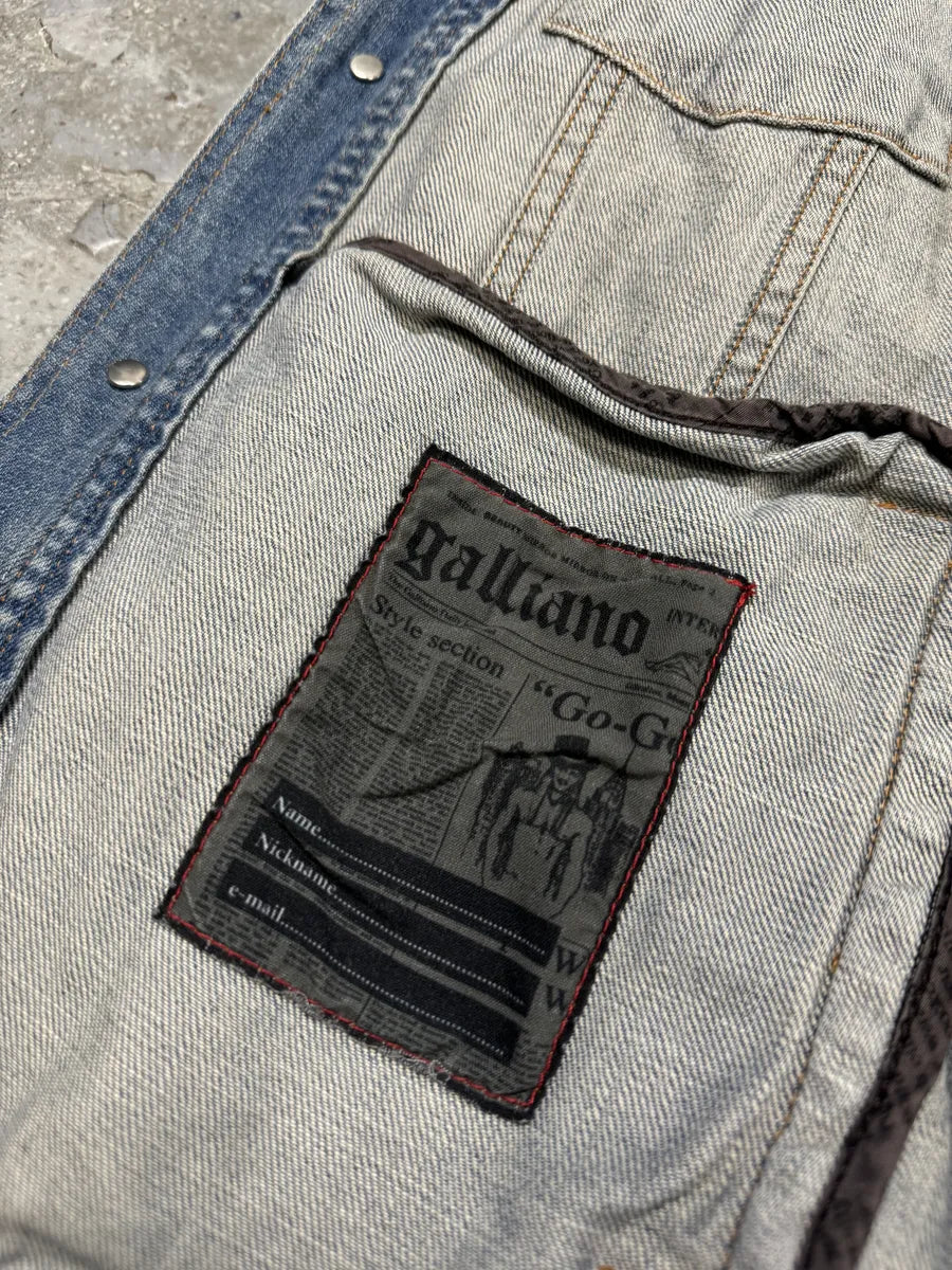 SS2011 Galliano Newspapers Aged Denim Jacket HZXPzYH 7