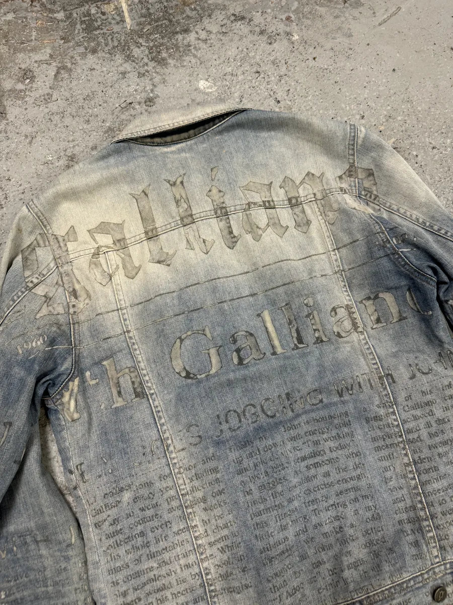 SS2011 Galliano Newspapers Aged Denim Jacket HZXPzYH 9