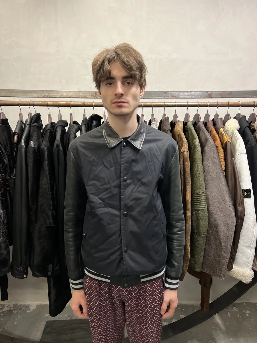 SS2011 Givenchy Black Hybrid Nylon Leather Buttoned Jacket jteMFKB 2