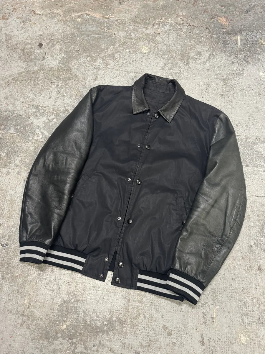 SS2011 Givenchy Black Hybrid Nylon Leather Buttoned Jacket jteMFKB 4