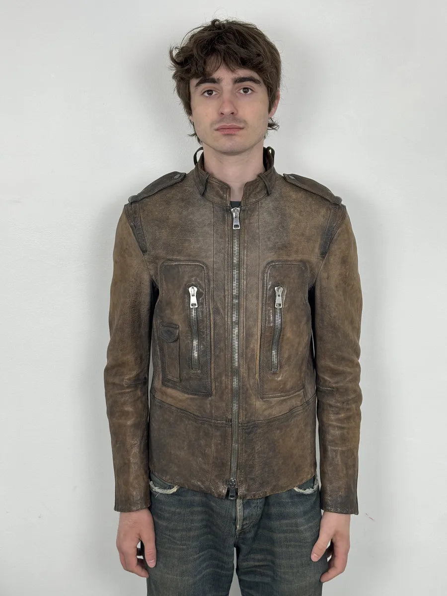 SS2011 Gucci Brown Embroidered Back Leather Jacket by Frida Giannini vKBgibM 3