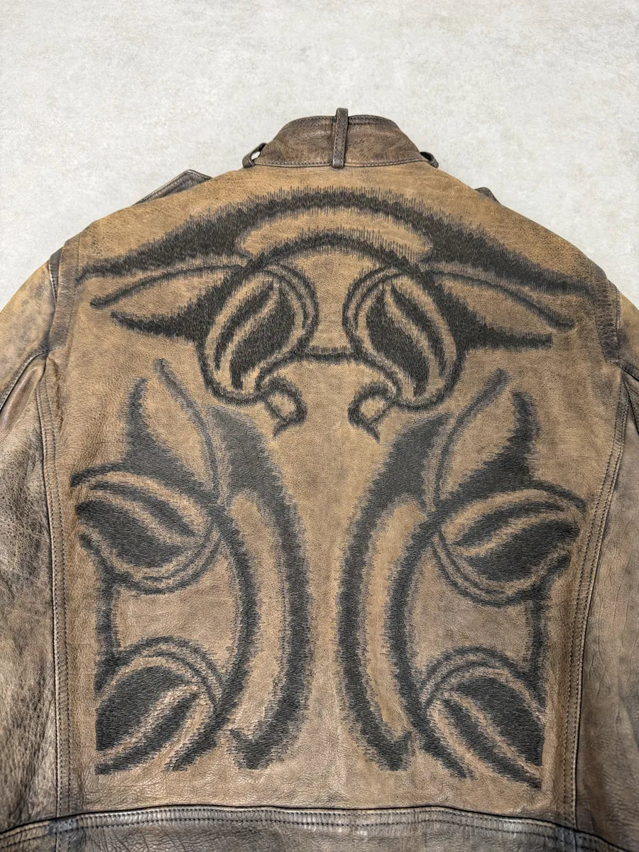 SS2011 Gucci Brown Embroidered Back Leather Jacket by Frida Giannini vKBgibM 7