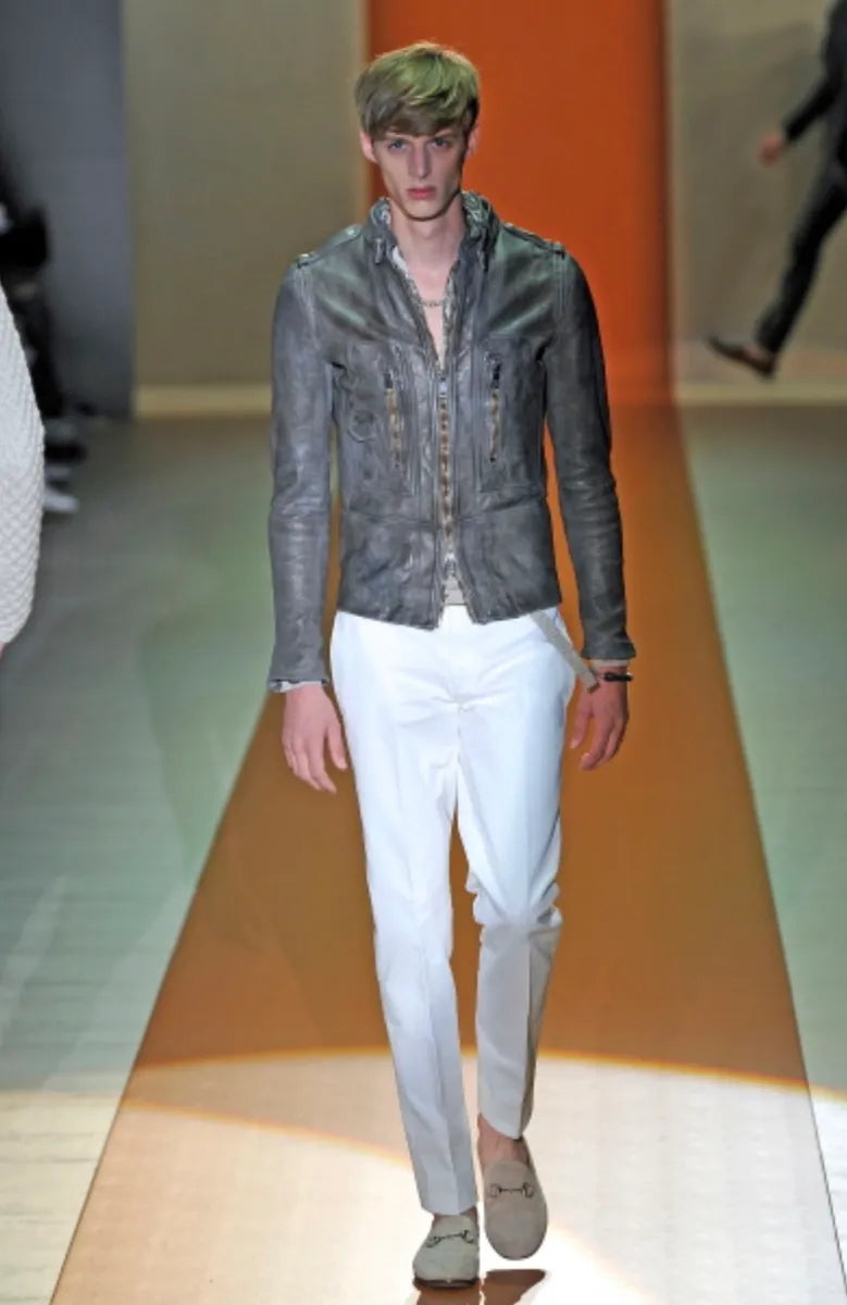 SS2011 Gucci Brown Eroded Leather Premium Jacket by Frida Giannini dMaRvFh 1