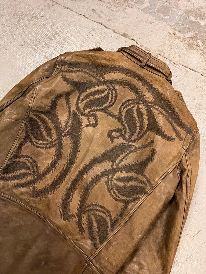 SS2011 Gucci Brown Leather Tribal Fantasy Back Jacket by Frida Giannini xjldWdj 6