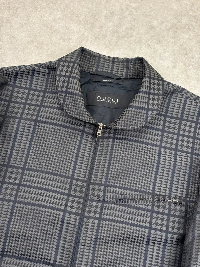 SS2011 Gucci Grey Wool Houndstooth Quilted Bomber by Frida Giannini RZcRLfy 3