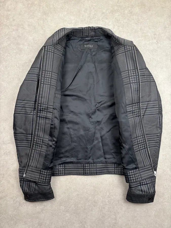 SS2011 Gucci Grey Wool Houndstooth Quilted Bomber by Frida Giannini RZcRLfy 6