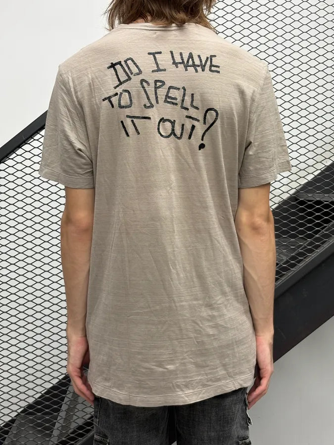 SS2011 John Galliano Beige Propaganda Tower T-Shirt fgMhEOS 2
