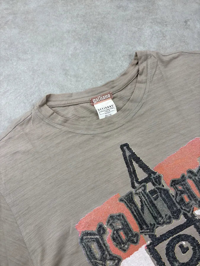 SS2011 John Galliano Beige Propaganda Tower T-Shirt fgMhEOS 4