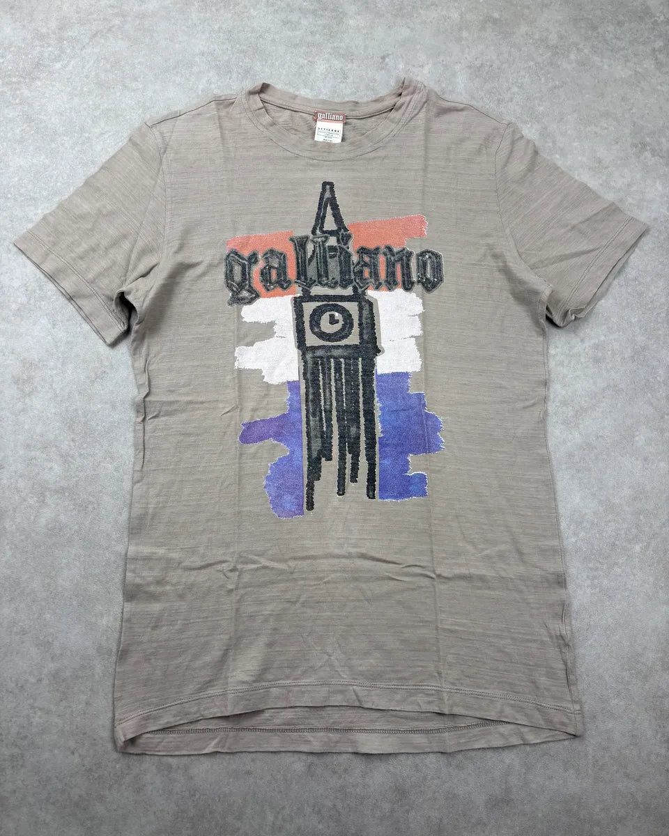 SS2011 John Galliano Beige Propaganda Tower T-Shirt fgMhEOS 0