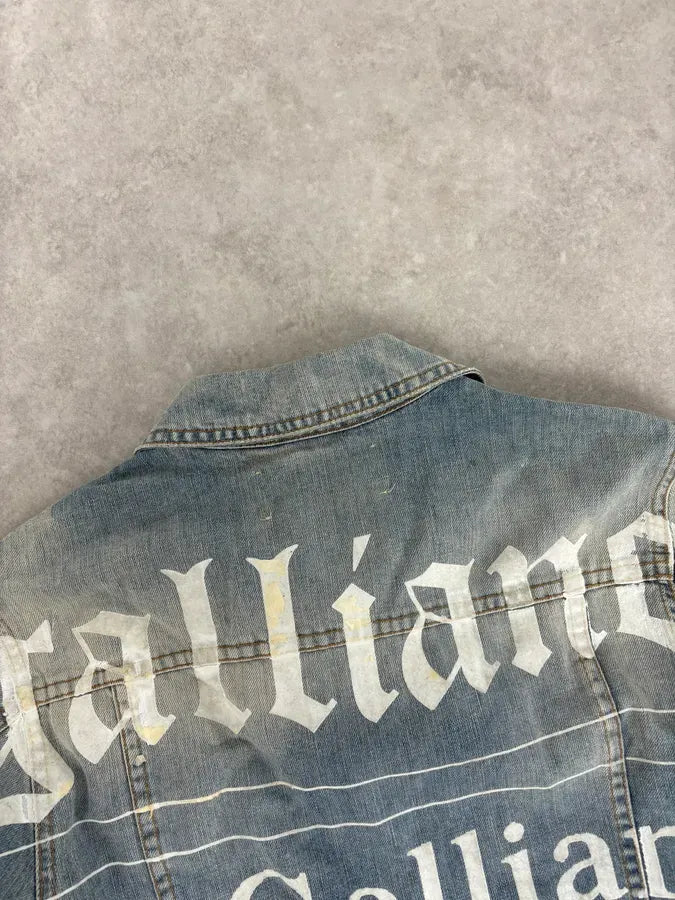 SS2011 John Galliano Blue Gazette Gothic Script Denim Jacket hcAuanE 5
