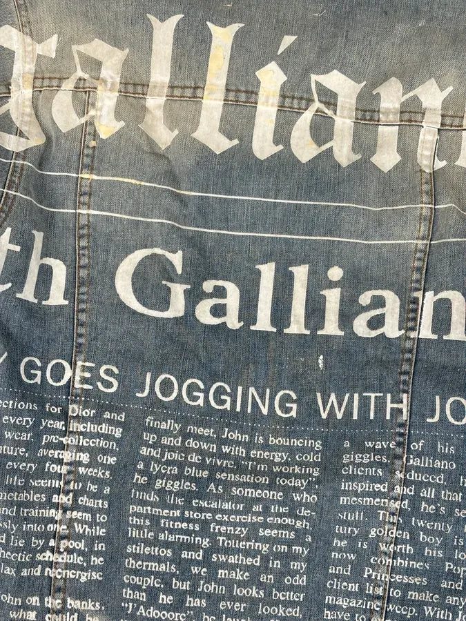 SS2011 John Galliano Blue Gazette Gothic Script Denim Jacket hcAuanE 9