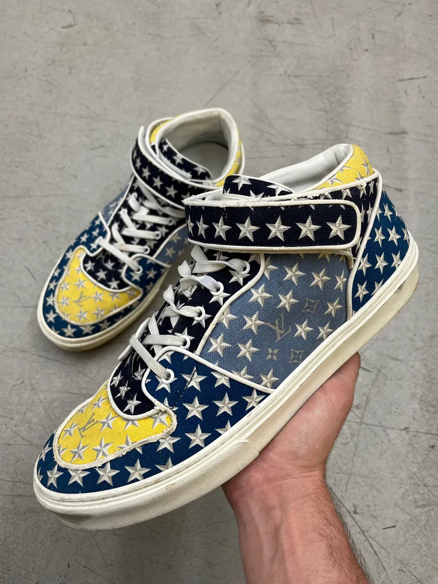 SS2011 Louis Vuitton Stars Yellow & Blue Low Sneakers rknCqzW 0