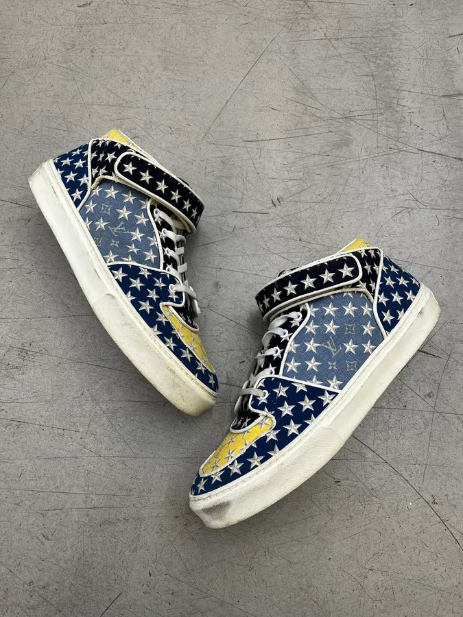 SS2011 Louis Vuitton Stars Yellow & Blue Low Sneakers rknCqzW 1