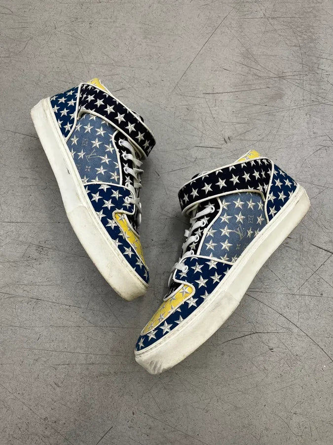 SS2011 Louis Vuitton Stars Yellow & Blue Low Sneakers rknCqzW 2
