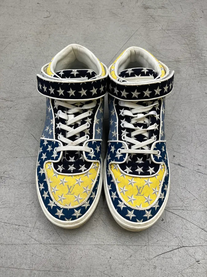 SS2011 Louis Vuitton Stars Yellow & Blue Low Sneakers rknCqzW 5