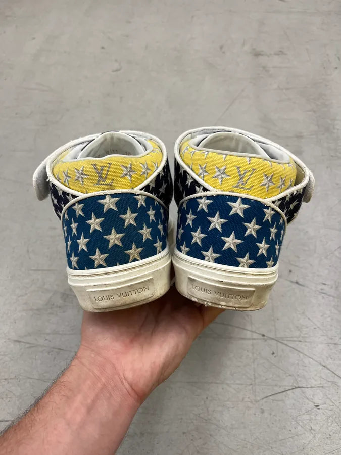 SS2011 Louis Vuitton Stars Yellow & Blue Low Sneakers rknCqzW 7