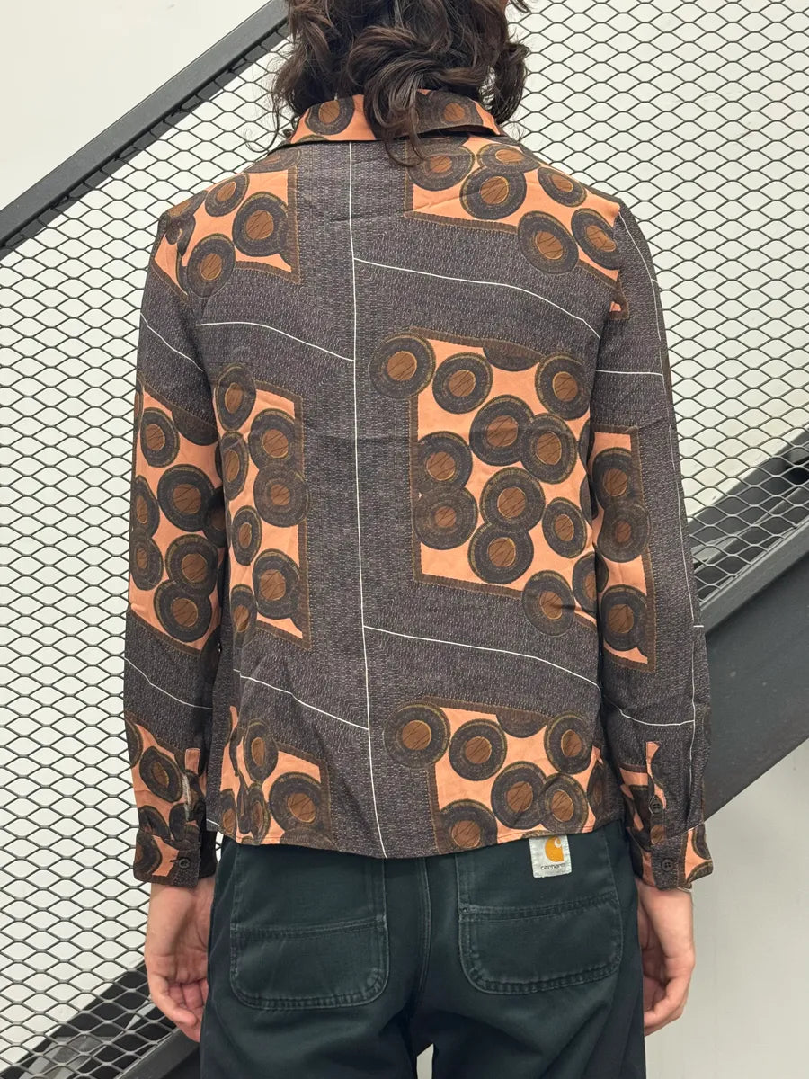 SS2011 Miu Miu Geometric Brown Silk Shirt mMUjNrY 2