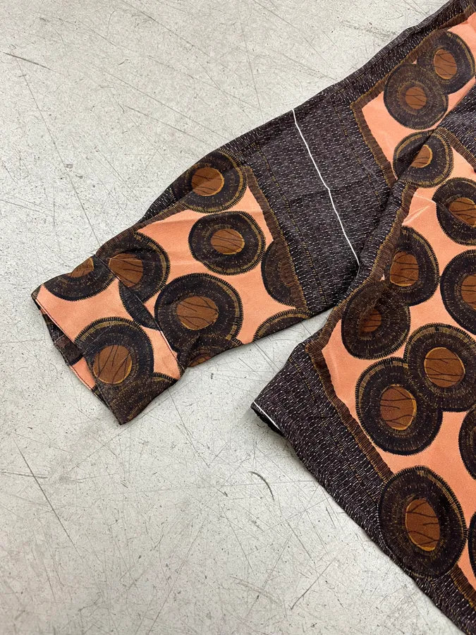 SS2011 Miu Miu Geometric Brown Silk Shirt mMUjNrY 4