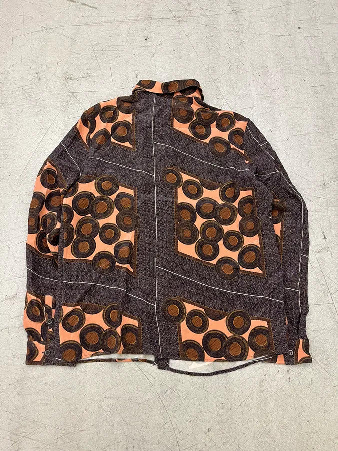SS2011 Miu Miu Geometric Brown Silk Shirt mMUjNrY 6