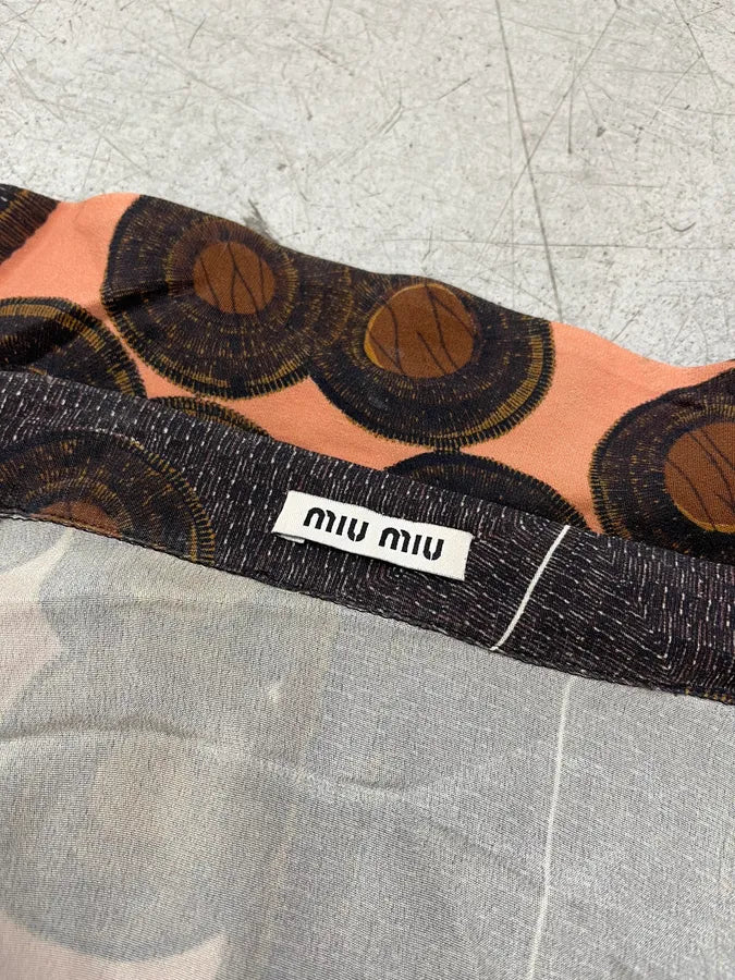 SS2011 Miu Miu Geometric Brown Silk Shirt mMUjNrY 8