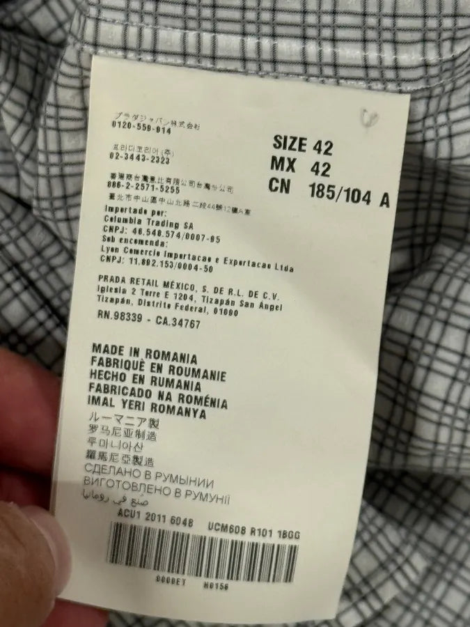 SS2011 Prada Grey Checkered Shirt rqUcPfP 7