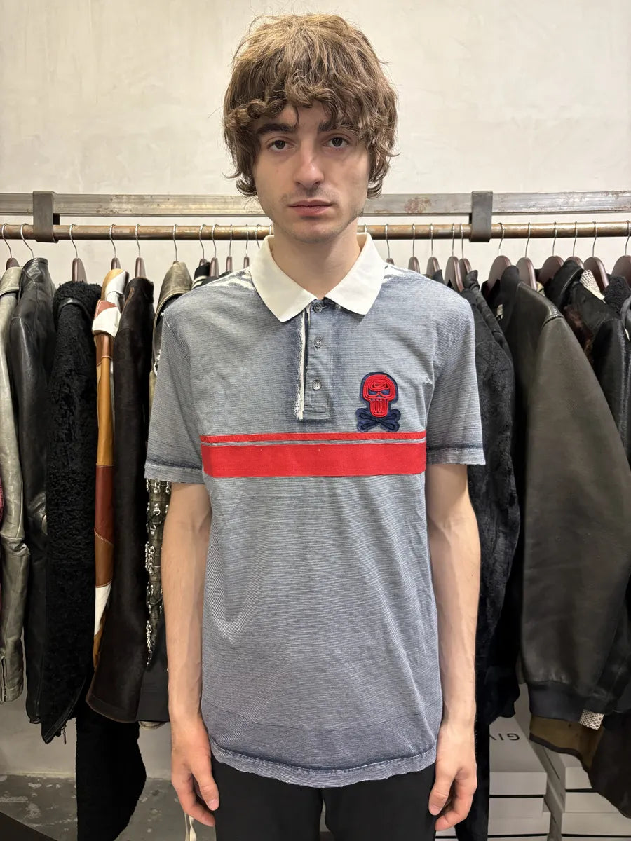 SS2011 Prada Striped Polo Skull Linea Rossa Shirt (M) HKwDUFR 1