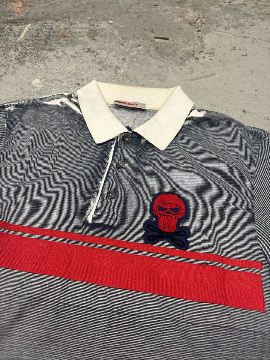 SS2011 Prada Striped Polo Skull Linea Rossa Shirt (M) HKwDUFR 9
