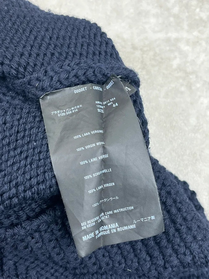 SS2011 Prada Wool Navy Ribbed Dress HWFnXmu 10