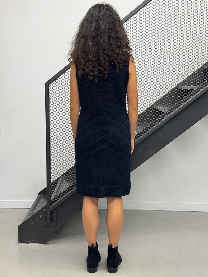 SS2011 Prada Wool Navy Ribbed Dress HWFnXmu 2