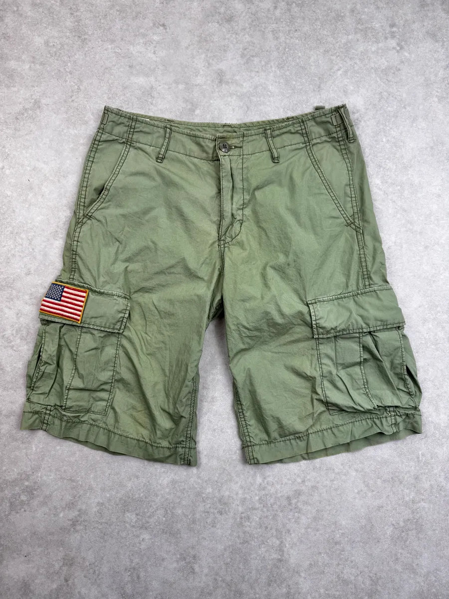 SS2011 Ralph Lauren Green Cargo USA Patch Shorts AKWRJPU 0